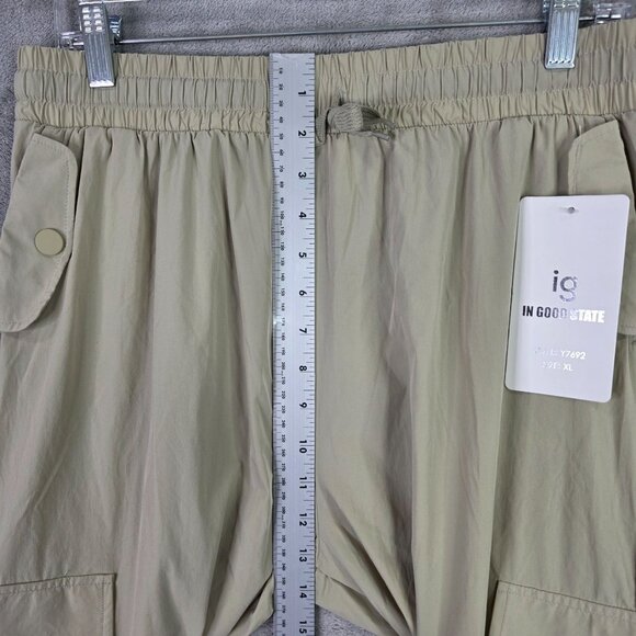 Mens In Good State Beige Cargo Jogger Pants Nylon Spandex Blend Lightweight XL - Picture 4 of 9